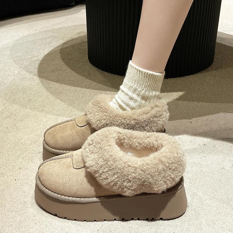 Женские толстые подошвы из овчины и шерсти, нескользящие зимние сапоги, зимние новые модные женские мини-теплые утолщенные женские сапоги