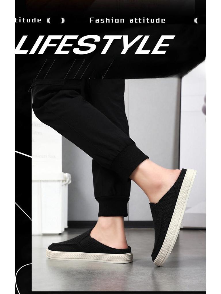 Мужские повседневные летние туфли из парусины без застежек