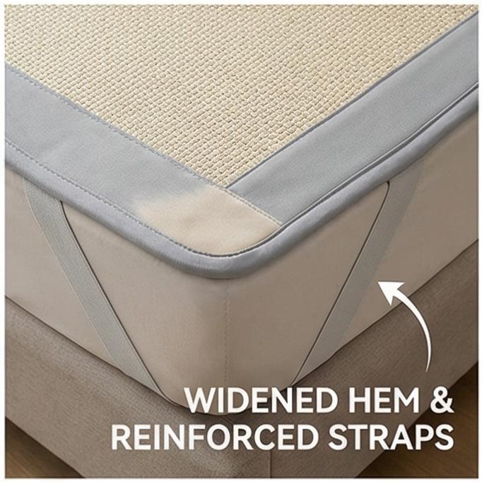 2026 New Rattan & Ice Silk Cooling Mat Set Fitted Sheet Style Soft Breathable Summer Bedding for Dorm & Home