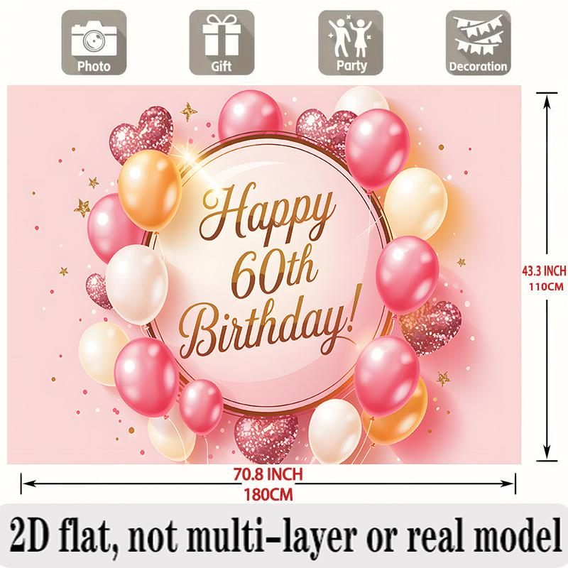 Party Backdrop 60Th Birthday Flat Designed Serves Photos Made Styling Embellishments Adornments Event Backdrop Decoration Birthday Party Decor