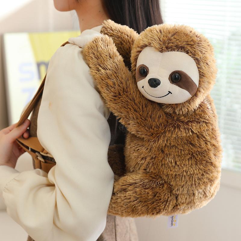 Plush Animal Backpack Sloth Lion Sheep Lemur Giraffe Rabbit Deer Elephant Stuffed Toy Cute Soft Kawaii Boys Girl School Bag Gift