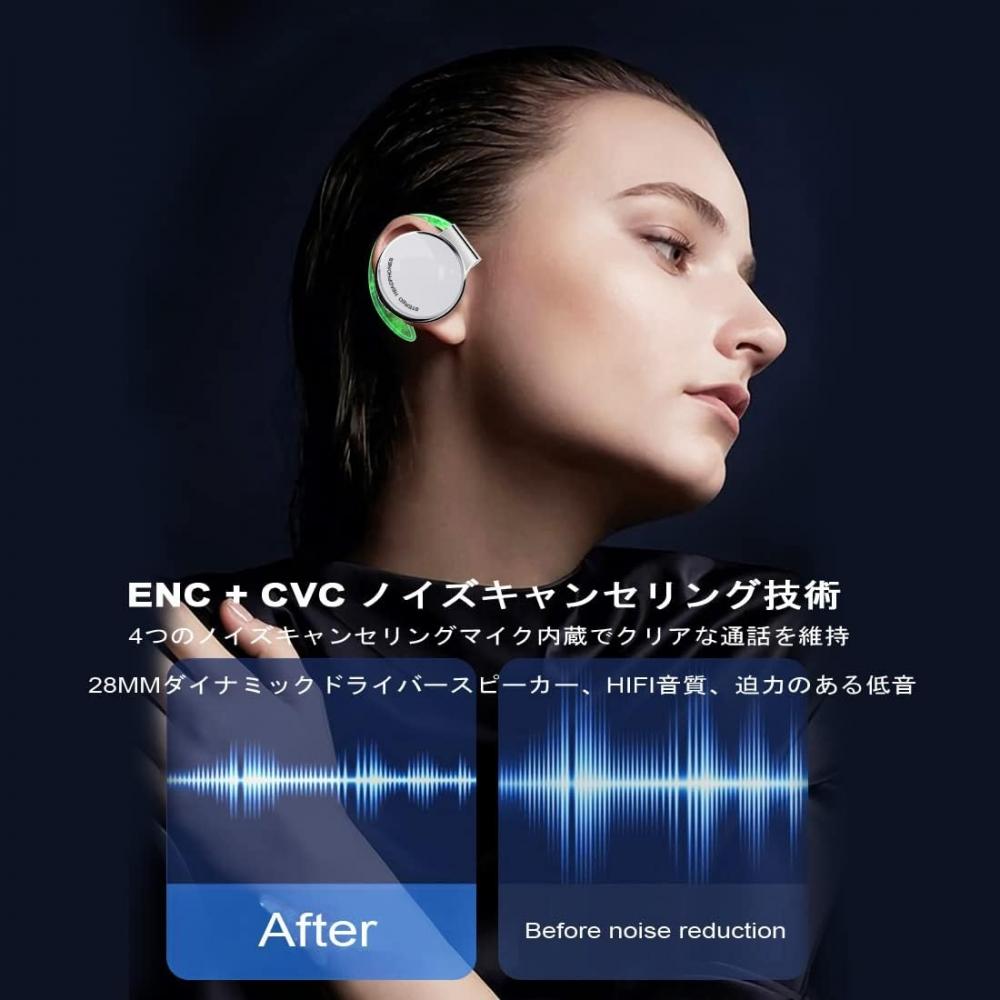 ZOUKAI Беспроводные наушники Bluetooth-наушники-клипсы с креплением на ухо Bluetooth 5.3 с открытым чипом и шумоподавлением