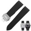 Мягкий силиконовый ремешок для часов Cartier Santos 100 W2020007 Водонепроницаемый резиновый ремешок для часов 25 мм черный Пряжка для часов из нержавеющей стали