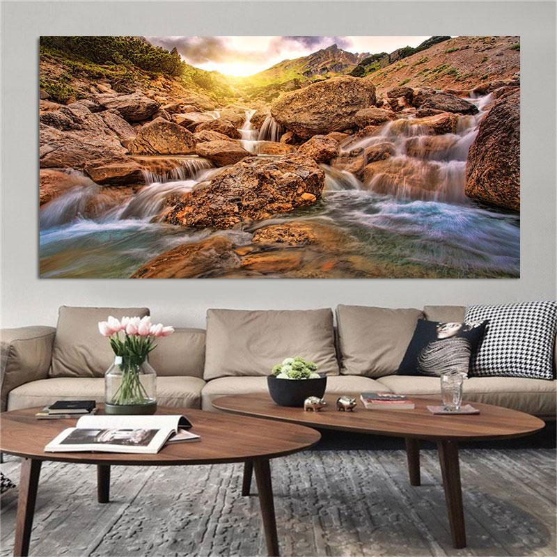Big Size Landscape Pictures Forest Posters and Prints Trees River Reflection Canvas Painting for Living Room Home Decor Cuadros