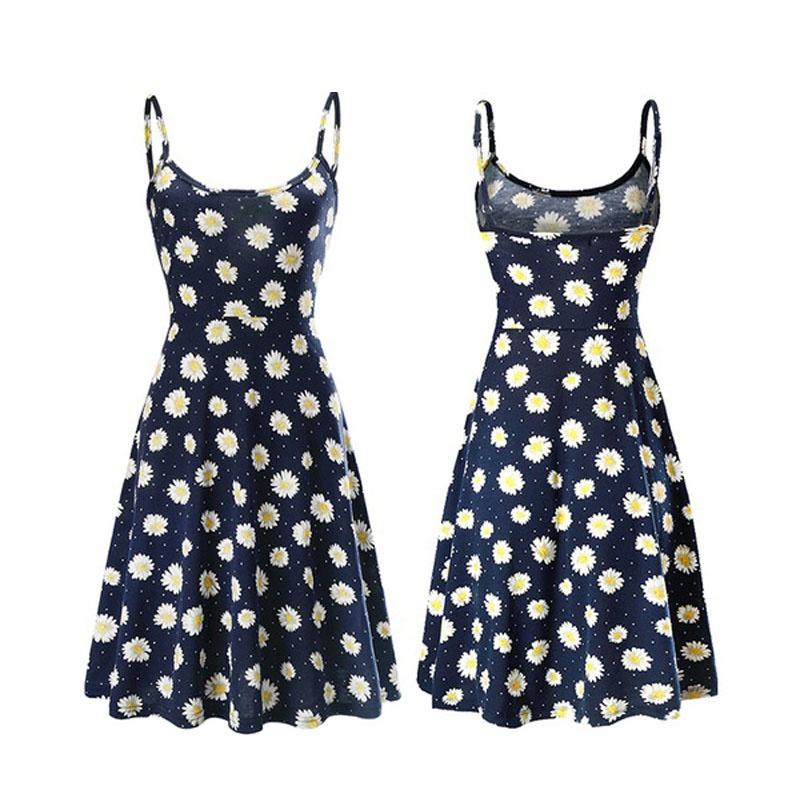 Fuerfits Women's Casual Beach Summer Sleeveless Adjustable Strappy Floral Dress With Premium Quality Comfort
