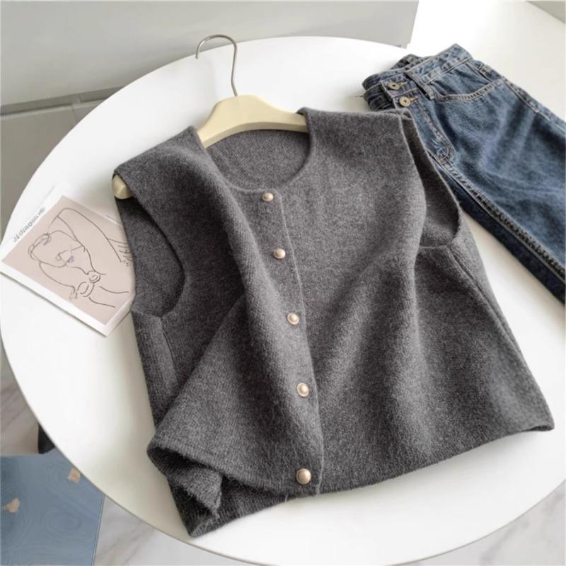 Нежный департаментский высококлассный жилет темпераментный универсальный однобортный вязаный жилет женский осенне-зимний многослойный накидной жилет