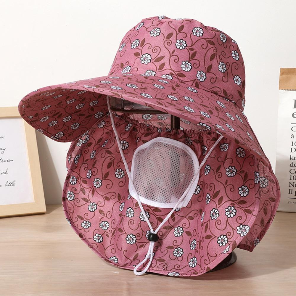 Face Mask Sunshade Shawl Cap Printing Agricultural Work Hat Casual Wide Brim Sun Hat Outdoor