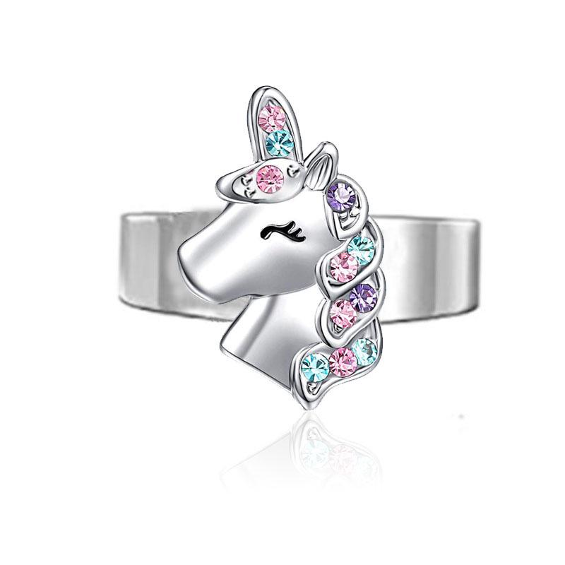 Красочный набор ожерелья и серег в форме сердца с единорогом для детей