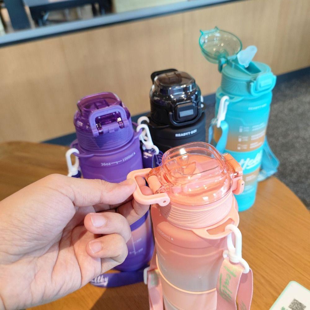 Handheld Sports Kettle with Straw Dustproof Fitness Drinking Bottle Water Cup with Straw Hiking