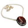 Cappuccino Jasper Gemstone 925 Silver Plated Handmade Jewelry Necklace 18"