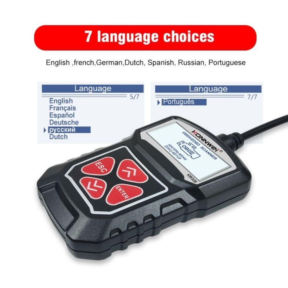 KONNWEI KW309 OBDII сканер считыватель кодов неисправностей двигателя ELM327 автомобильный сканер OBD2 автомобильный OBD сканер ремонт диагностические инструменты
