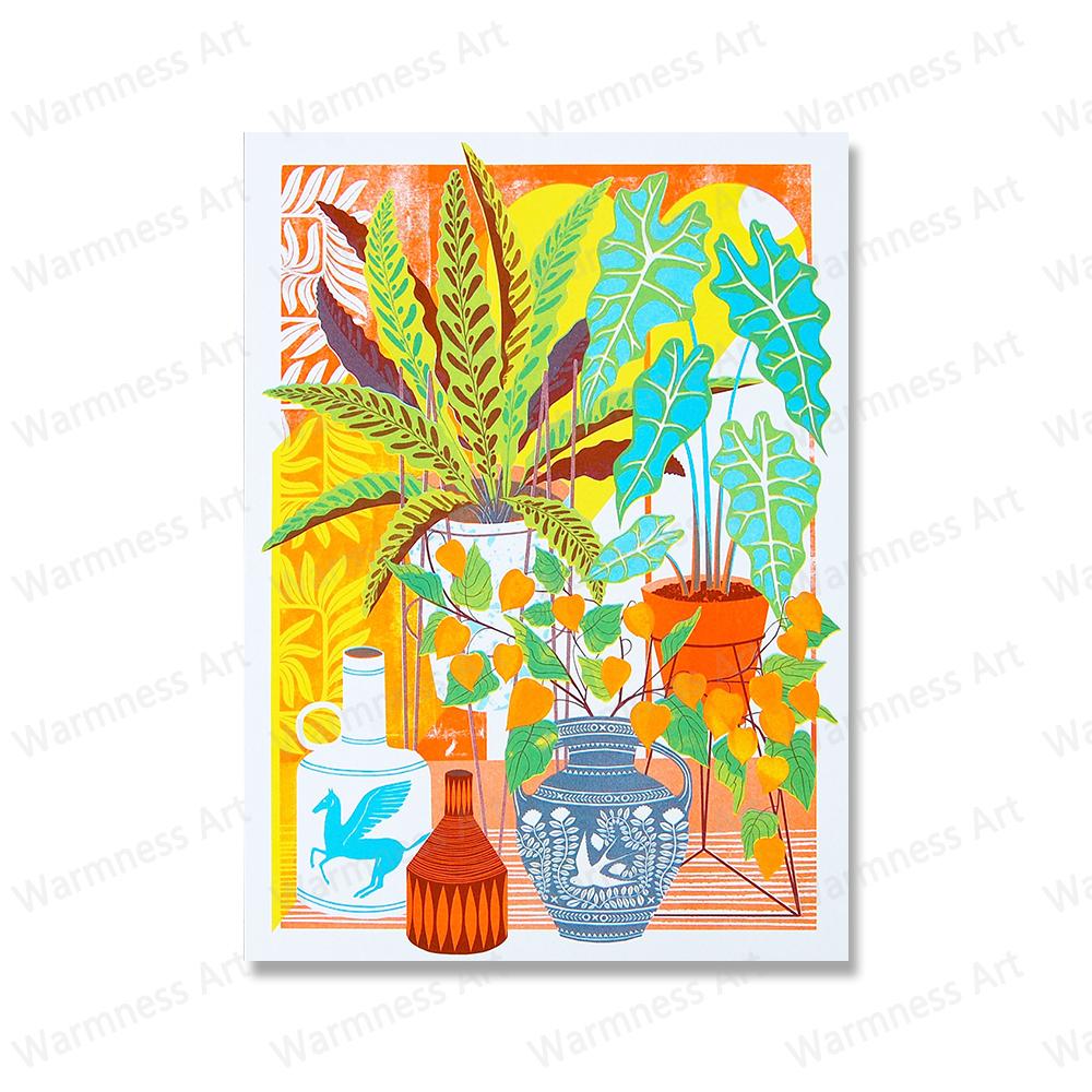 Домашние растения Живопись Ботаническое искусство Постеры Настенное искусство Печать на холсте Растительные настенные картины для гостиной, ванной комнаты Домашний декор без рамки