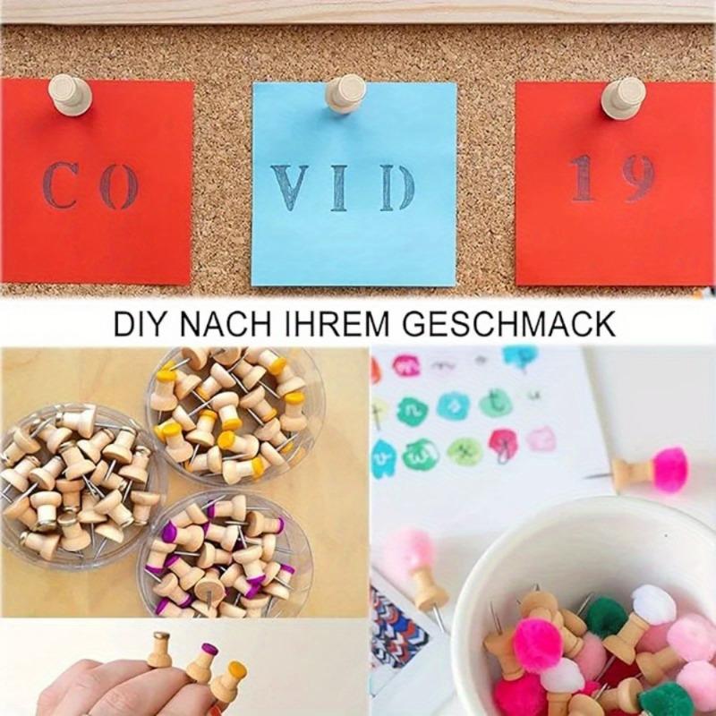 50Pcs Wooden Pushpin with Storage Box Decorative Pushpin Wooden Pushpin Is Used for Decoration of Billboard Process Items