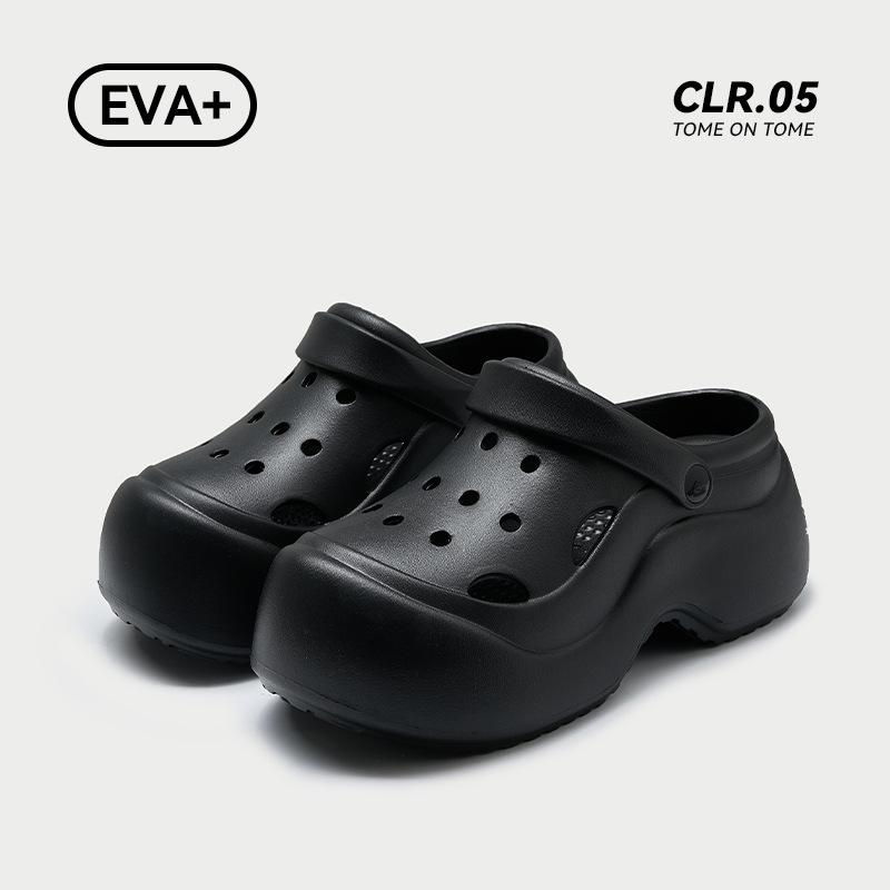 Женские туфли с толстой подошвой, увеличивающие рост, с отверстиями, дышащие пляжные туфли, летние нескользящие шлепанцы с закрытым носком