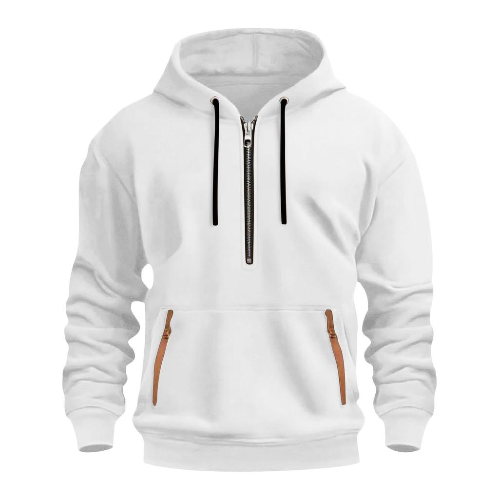Men's fleece hooded casual long sleeved sweatshirt