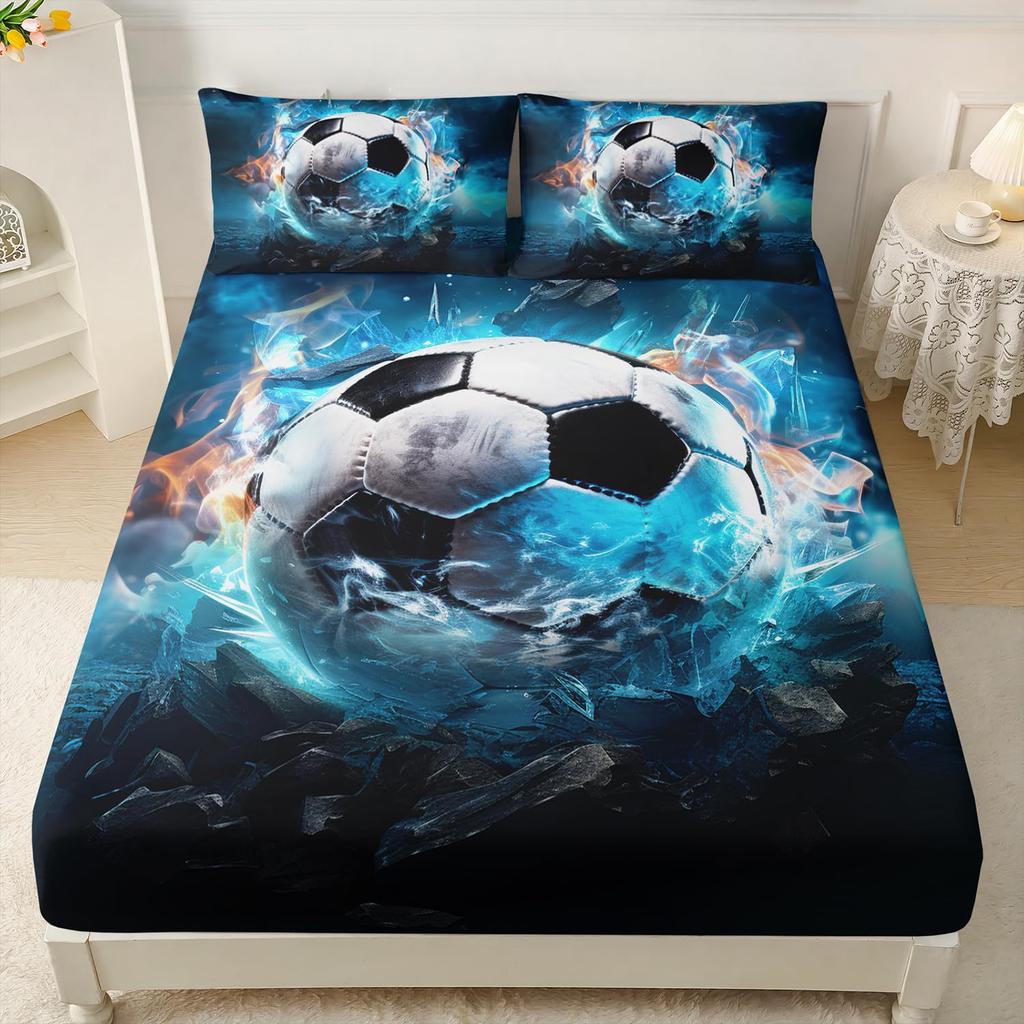 Матрас с рисунком «Спортивные мячи», трехпредметный комплект постельного белья с цифровой печатью, для взрослых и детей