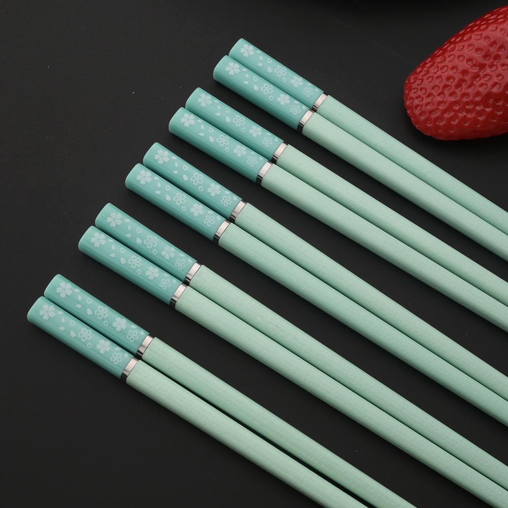 5 Pairs High Temperature Resistant Non-slip Japanese Sakura Chopsticks Household Reusable for Sushi Hashi Food Sticks Tableware