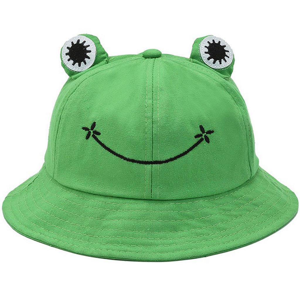 Cute Cartoon Frog Sun Hat For Men And Women Adjustable Fisherman Hat Portable Folding Outdoor Sun Protect Wide-brimmed Hat