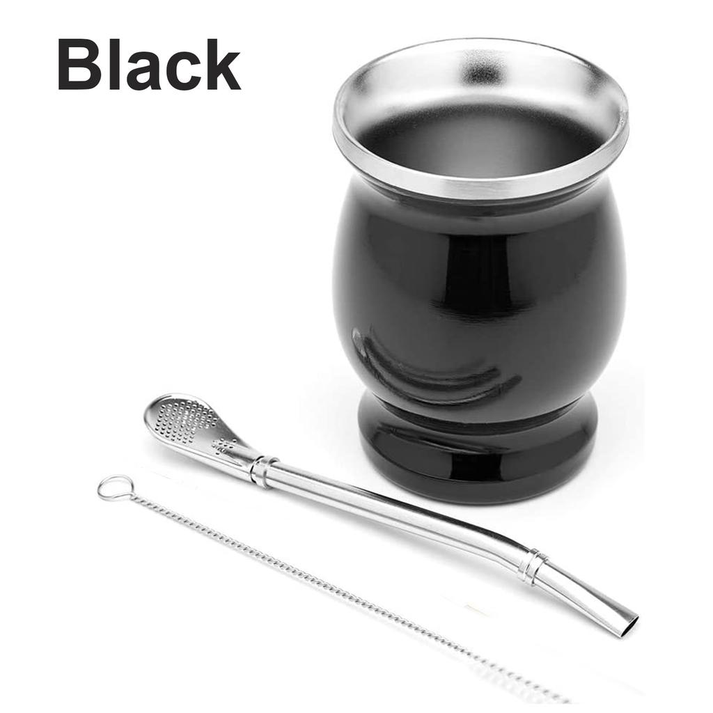Clean Stainless Steel Double-Wall Mate Tea Cup Yerba Mate Cup Bombilla Straw Yerba Mate Gourd Set