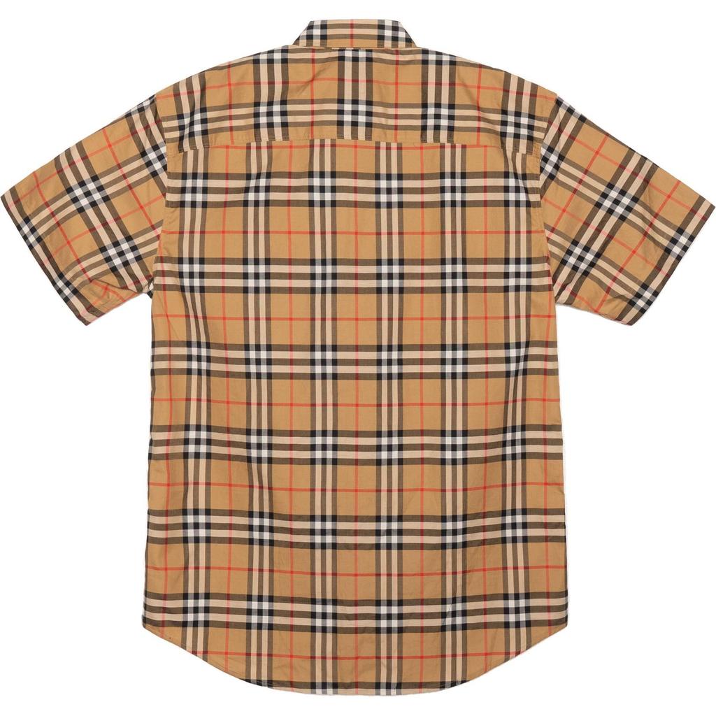 Burberry Мужские рубашки в клетку с коротким рукавом Желтые 80222651