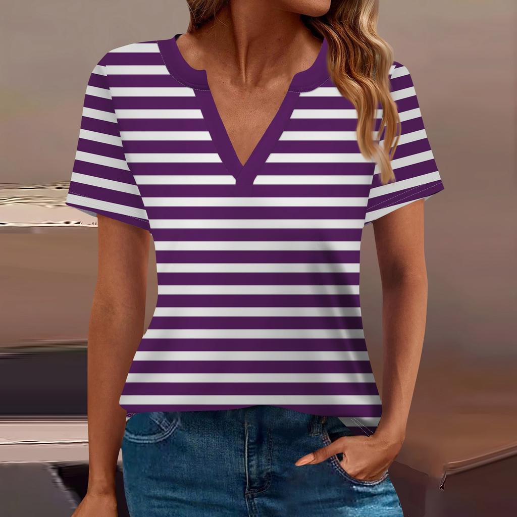 Women's T Shirt Tee Printed Short Sleeve Daily Weekend Fashion Basic V Neck Regular Top