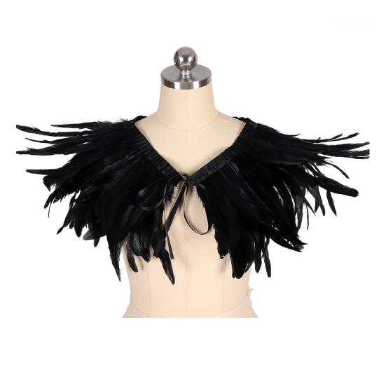 Перьевая шаль Яркий цвет Хэллоуин Вечеринки Плащ Носить как юбку или шаль Шаль в готическом стиле с лентой на шнуровке Аксессуар для костюма