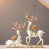 2x Deer Statues Prosperity Sculptures Elk Desktop Ornaments Decorative Figurines for Entrance