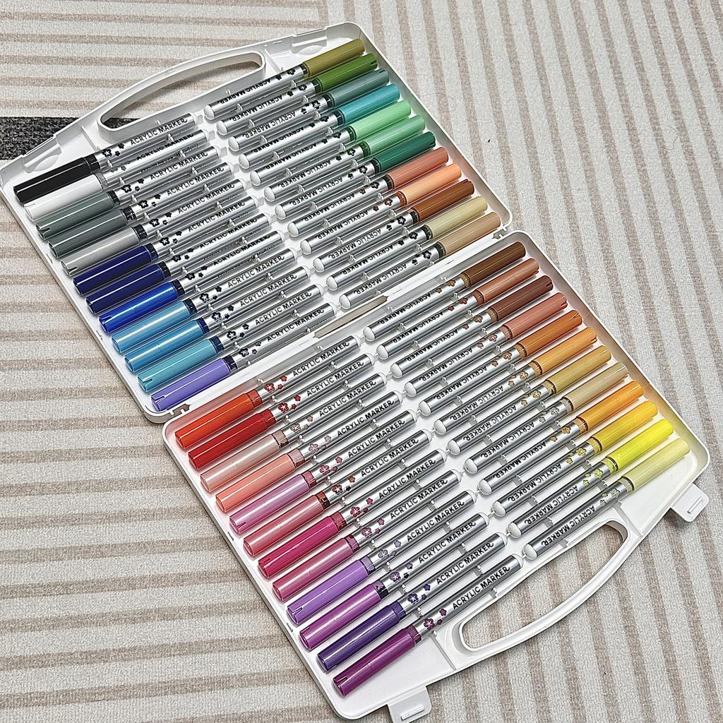48 цветов Прямые Жидкие Акриловые Маркеры с Мягким Кисточным Наконечником - Не растекаются, Наслаиваемые, для Ткани, Холста, Камня