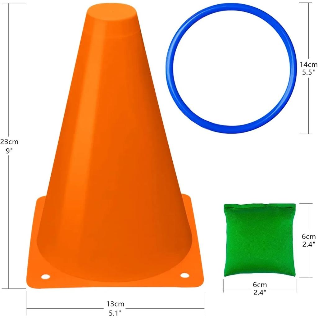 3 в 1 Мягкие пластиковые конусы Мешочки с бобами Игры с кольцами Карнавальный набор игр для детского дня рождения Игры на открытом воздухе Комбинированный набор из 32 штук