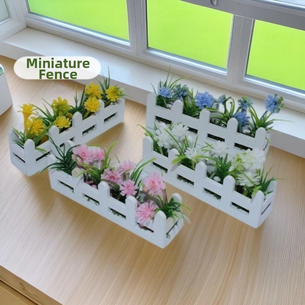 1:12 Scale Flower Fence Decor Lifelike Miniature Potted Plants Toys  Doll House Decor