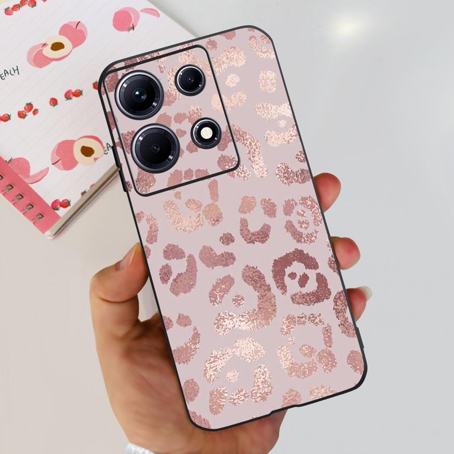 For Infinix Note 30i Case Stylish Flower Black TPU Shockproof Bumper For Infinix Note 30 Pro X678B Phone Cover Note 30 5G Fundas