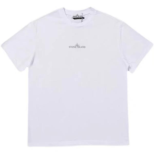 Men and Women Island Black Stone Graphic Short-sleeved T-shirt Cotton Summer Round Neck Clothing