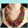 Creative Colored Wooden Bead Woven Necklace Neck Accessories For Daily Wear