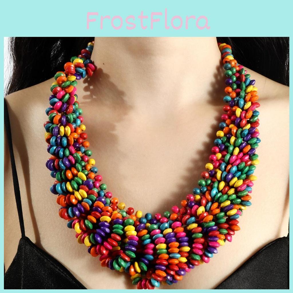 Creative Colored Wooden Bead Woven Necklace Neck Accessories For Daily Wear