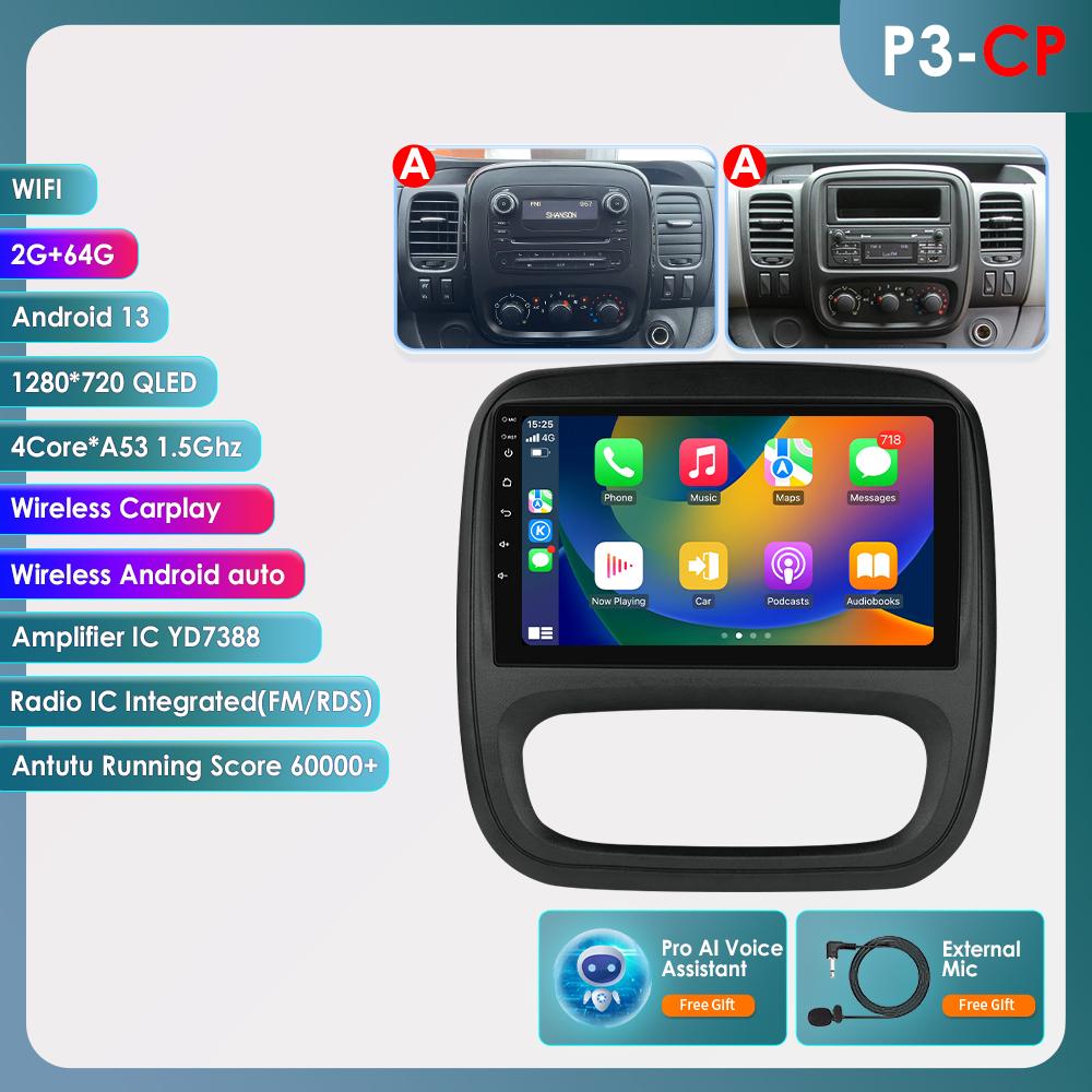 Hizpo 4G AI Voice Android Auto Radio для Renault Trafic 3 2014-2021 для Opel Vivaro B 2014-2018 Carplay Car Multimedia Intelligent Screen GPS 2din