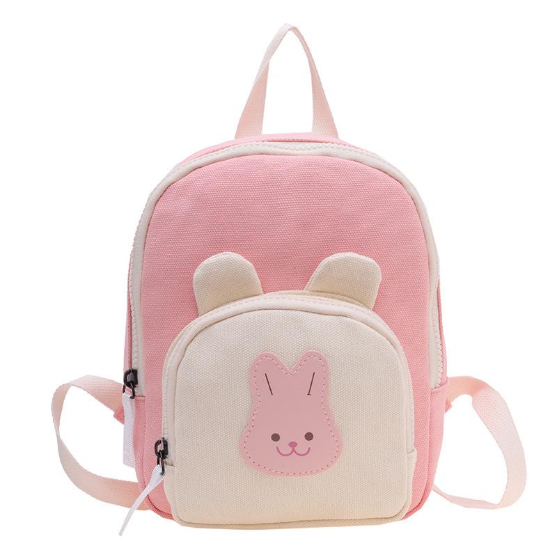 Canvas Kids Backpack Kawaii Children's Handbags for Girl Kindergarten Boy Schoolbag Cartoon Bear Bunny Toddler Bag 2024
