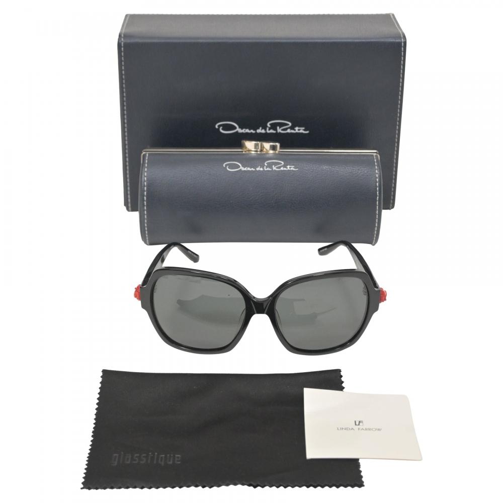 LInda Farrow LInda Farrow X Oscar De La Renta Oversized sungLasses In bLack Acetate bLack
