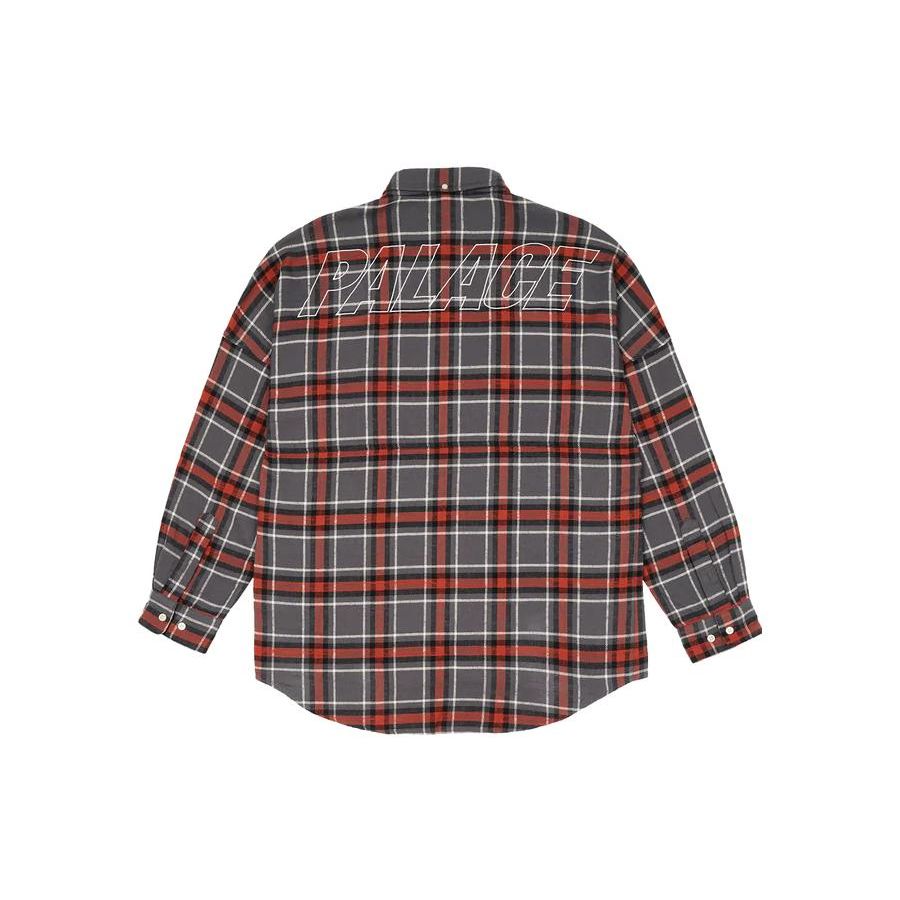 Palace Рубашка фланелевая с заниженными плечами серая мужская P23SHT061