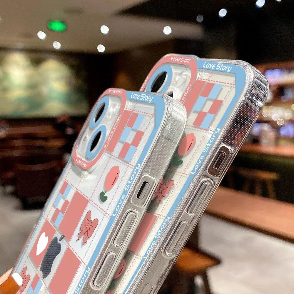 Милый розовый чехол для телефона с сердечком для iPhone 11, чехол для iPhone 15 14 13 12 Pro Max X XS XR 7 8 Plus 13 12 Mini SE, мягкий красочный чехол