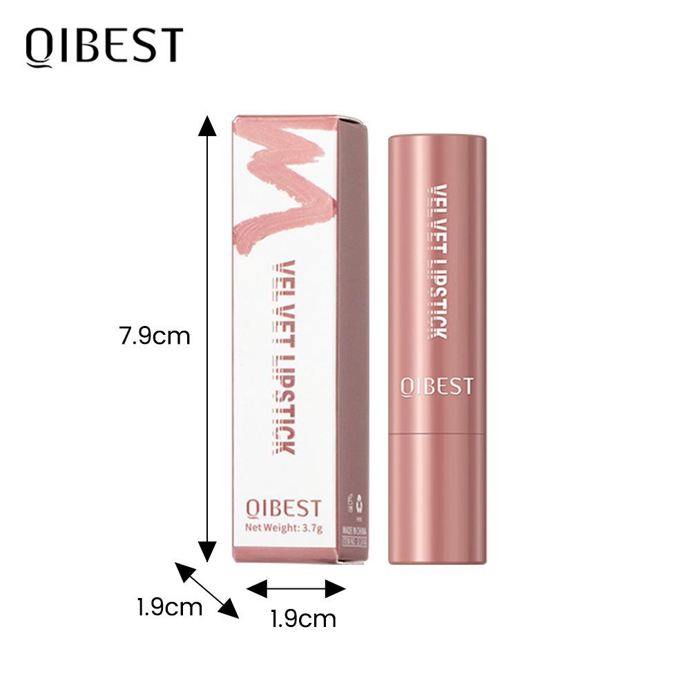QIBEST Matte Velvet Matte Lipstick Easy To Colour Non-stick Cup Does Not Fall Out Moisturizing Long-lasting Lipstick Makeup