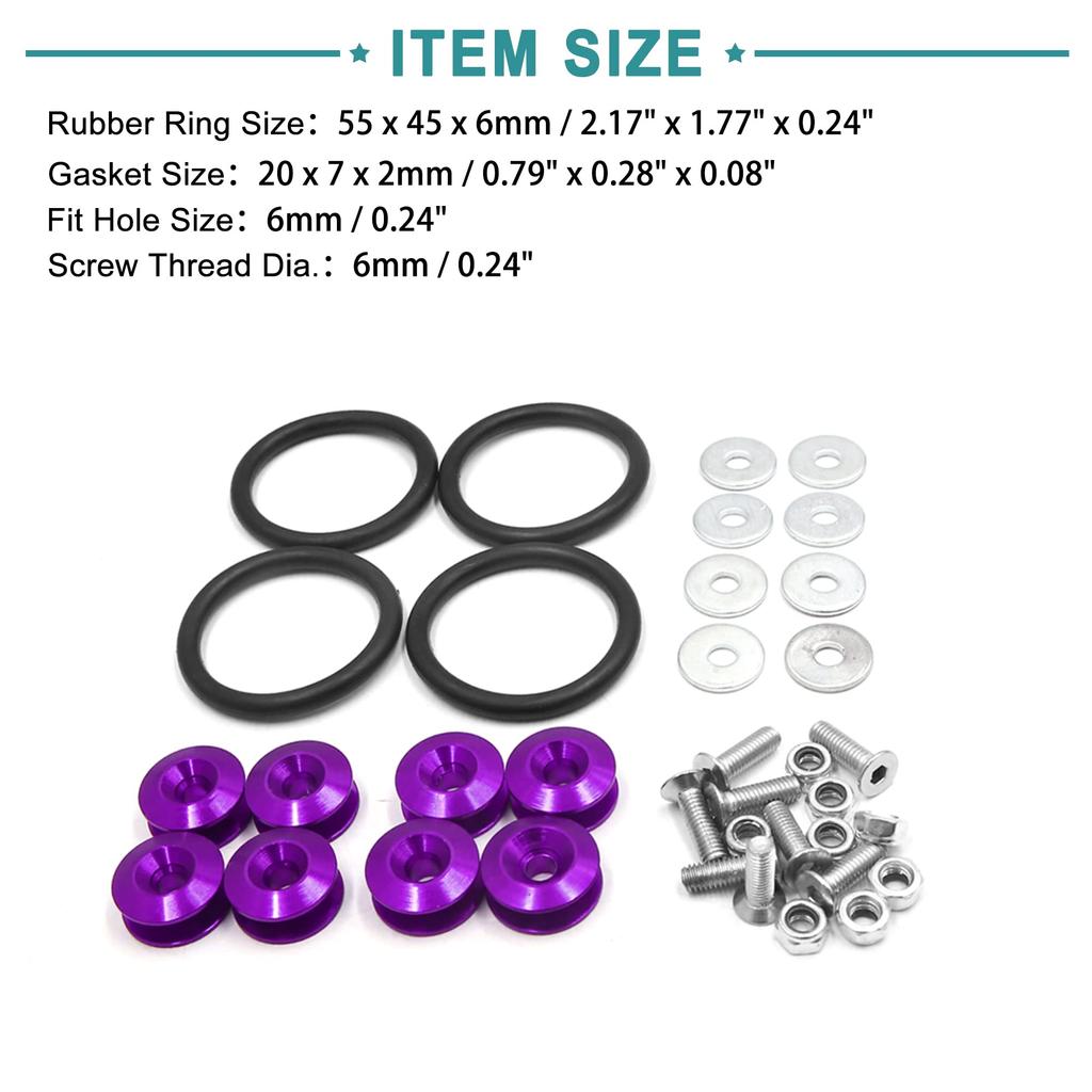 ACROPIX Комплект крепежа бампера, крышки багажника, крыла, крышки люка, быстросъемный, фиолетовый, 8 штук