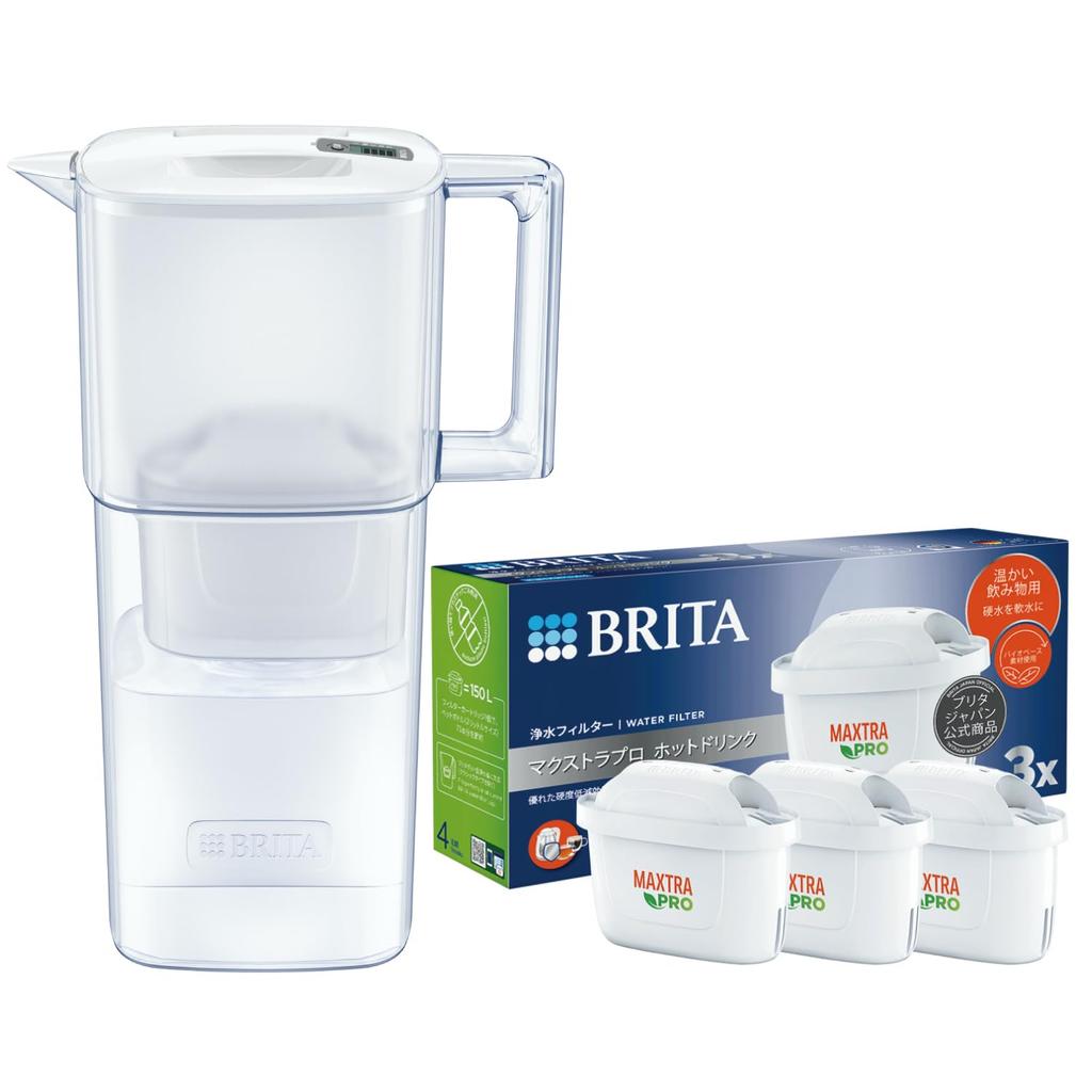 BRITA Water Filtered Water Japanese Includes 3 Liquery MaxtraPro Hot Drink Cartridges Filter, Jug-Style, Capacity 1.15L (Total Capacity 2.2L)