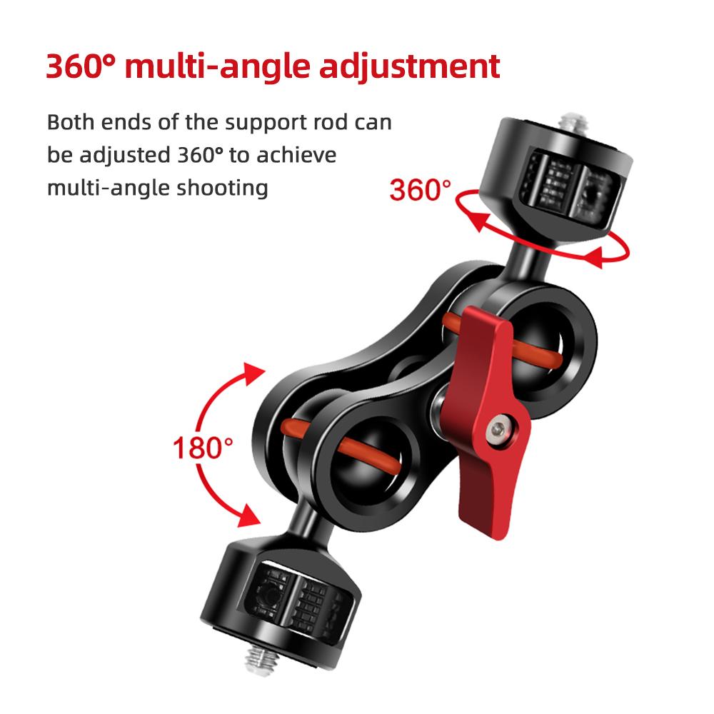 Flexible Magic Articulating Arm with Dual Ballhead Camera Monitor Mount Bracket Aluminum Alloy Dual 1 4 Inch Screws