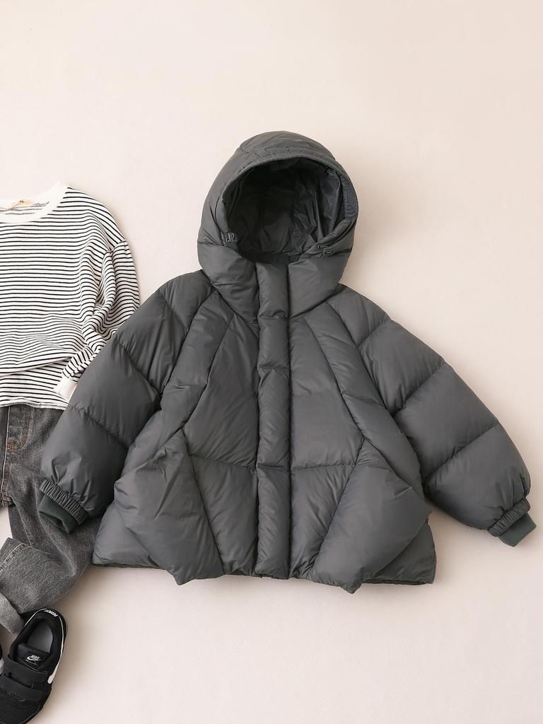 Зимняя пуховая куртка с капюшоном для девочек 2025 - 90% пуха, размеры M и L, новый стиль для детей