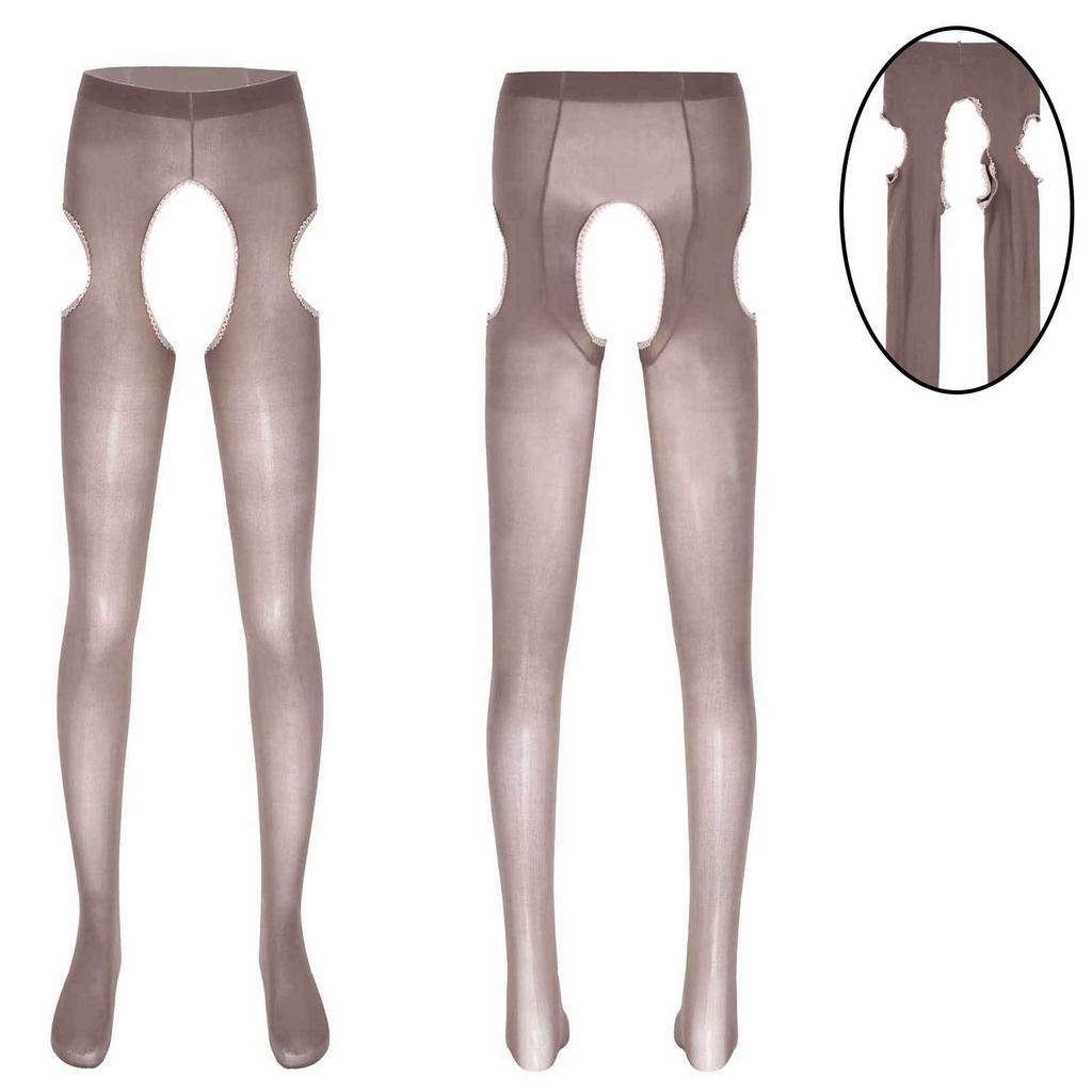 Мужские колготки с кружевной отделкой, длинные брюки с открытой промежностью, колготки, леггинсы