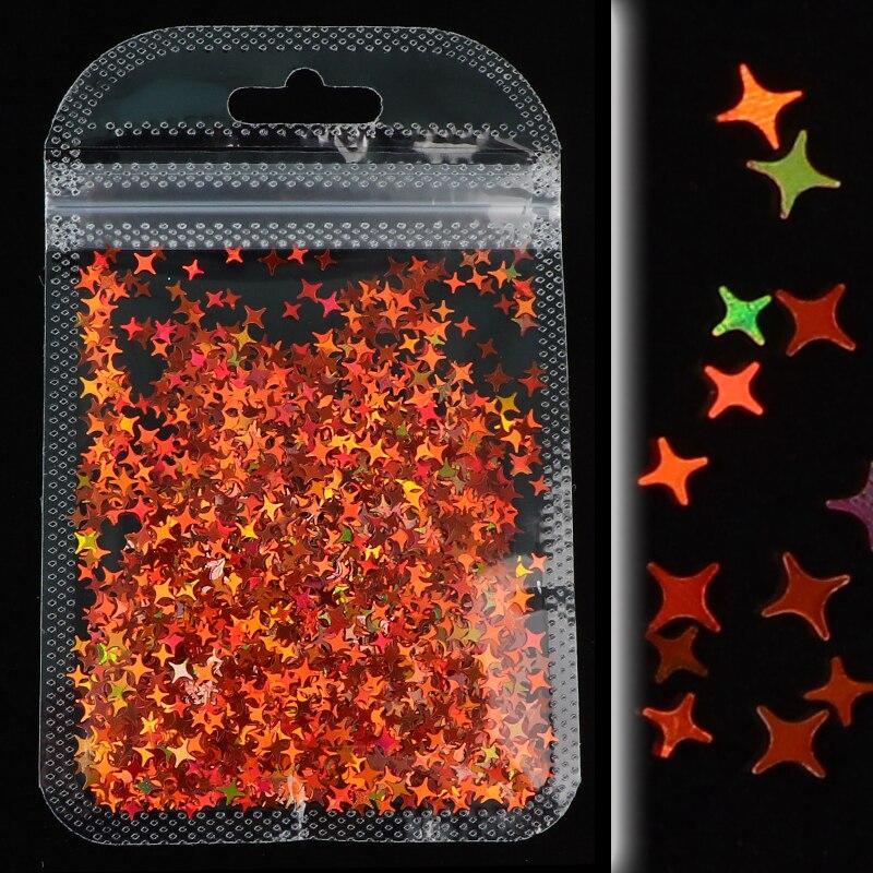 Голографические четырехконечные звезды, блестки для ногтей, лазерные, серебристые, золотые хлопья, дизайн для маникюра «сделай сам», украшения для ногтей, аксессуары