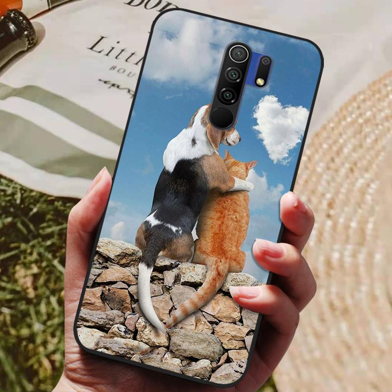 Для чехла Xiaomi Redmi 9 Чехол Кот Цветок волк Силиконовый чехол для Redmi 9 redmi9 Чехол Бампер 6.53" Ударопрочный Чехол для телефона Coque