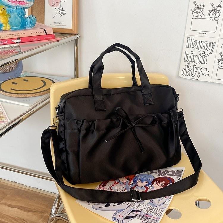 Стильная городская сумка кроссбоди для женщин, повседневная холщовая нейлоновая сумка с деталью в виде банта