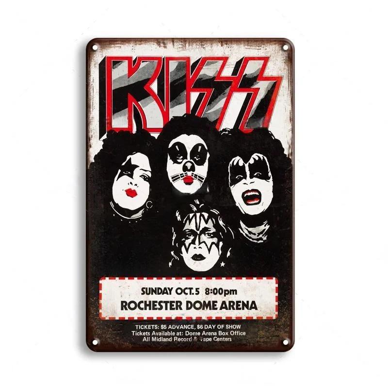 Классическая рок-группа «Kiss Revenge» Винтажный художественный металлический постер Знак Ретро-мужчина Пещера Музыкальный клуб Бар Паб Кафе Декоративные таблички
