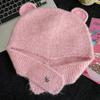 Women’s Knitted Bear Ear Lei Feng Hat - Warm, Cute, Fashionable Wool Hat for Autumn and Winter